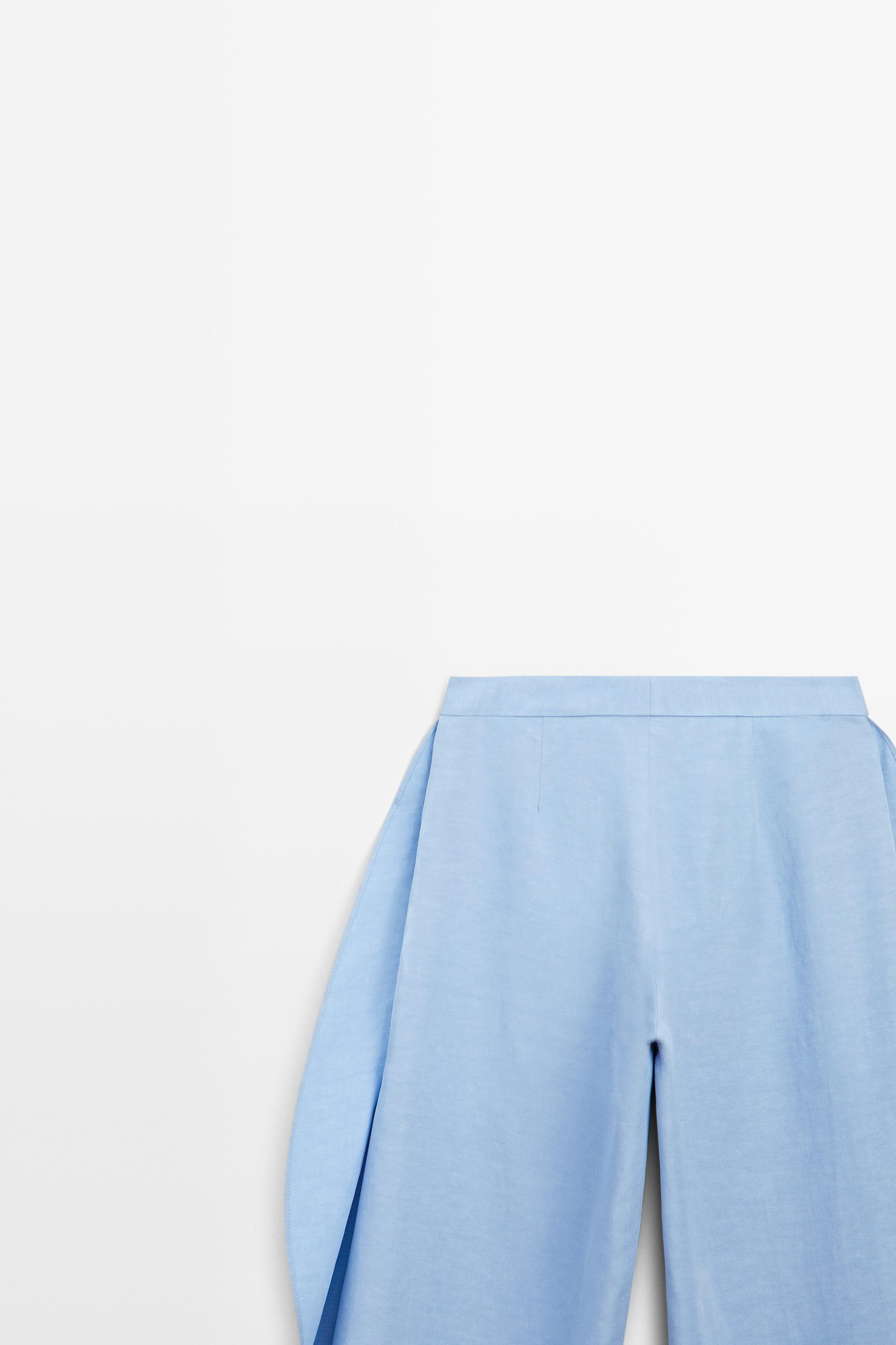 Voluminous flowing linen blend pants